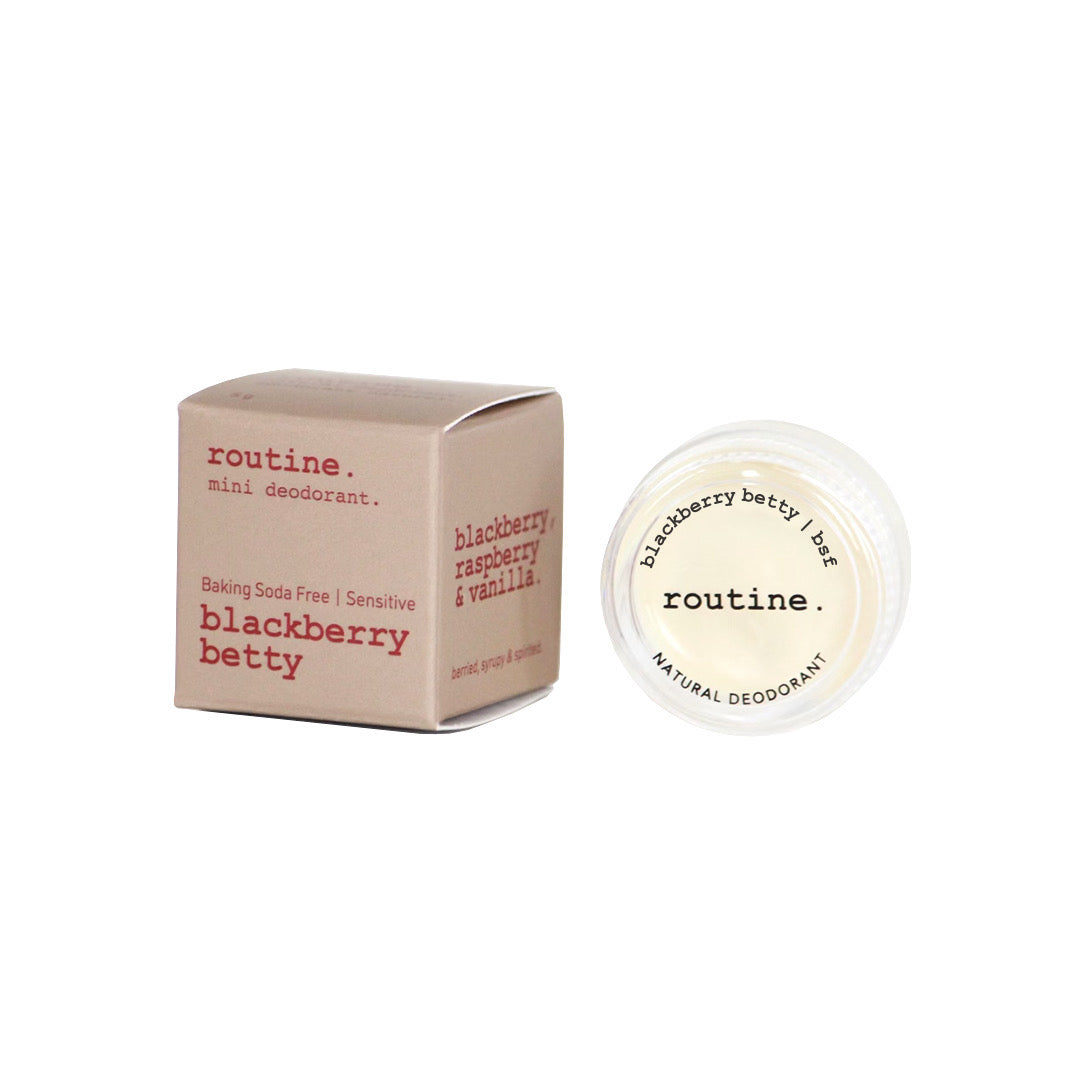 Routine Natural Deodorant Mini Cream, Travel and Trial Size in 21 Signature Scents, Classic, Vegan or Baking Soda Free, 5g - Blackberry Betty – Baking Soda Free