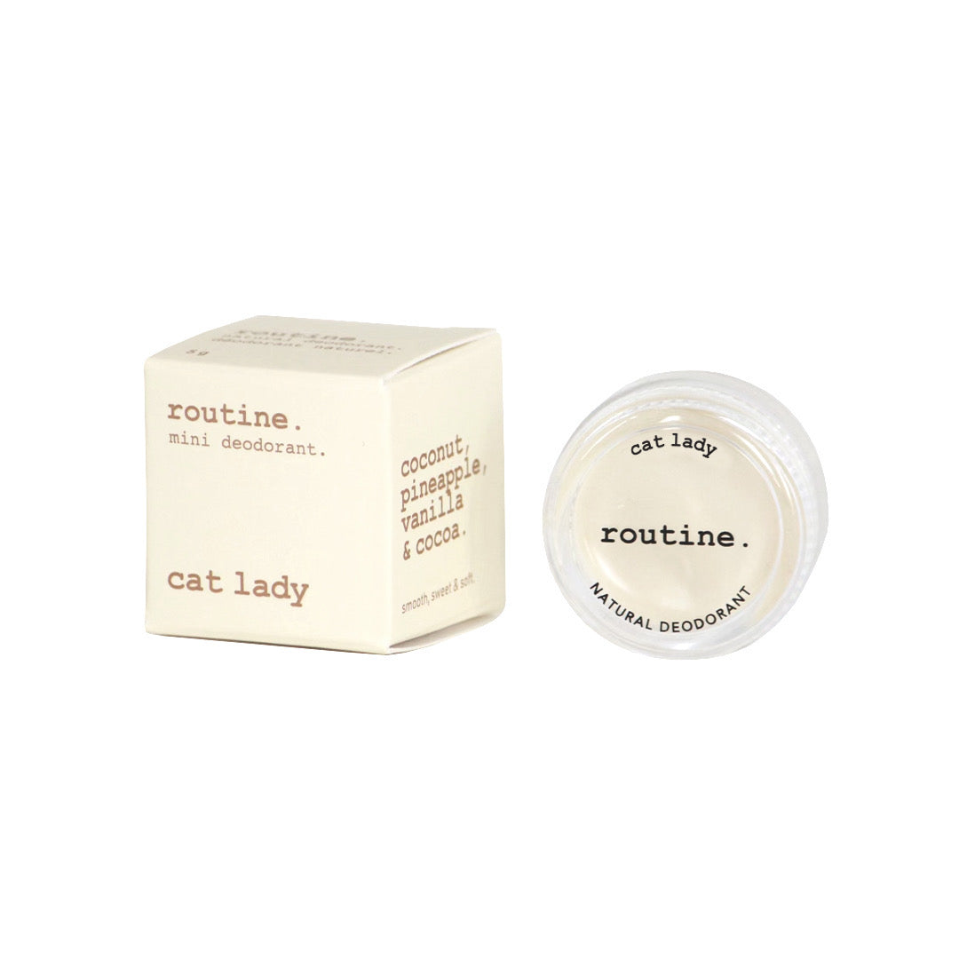 Routine Natural Deodorant Mini Cream, Travel and Trial Size in 21 Signature Scents, Classic, Vegan or Baking Soda Free, 5g - Cat Lady – Vegan
