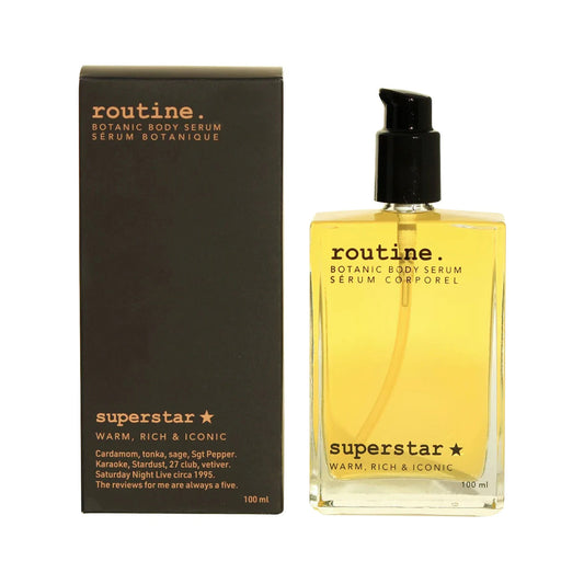 Routine Botanic Body Oil with Jojoba, Argan and Rosehip, Multi-Use Scented Body Oil, 5 Signature Scents, 100ml - Superstar