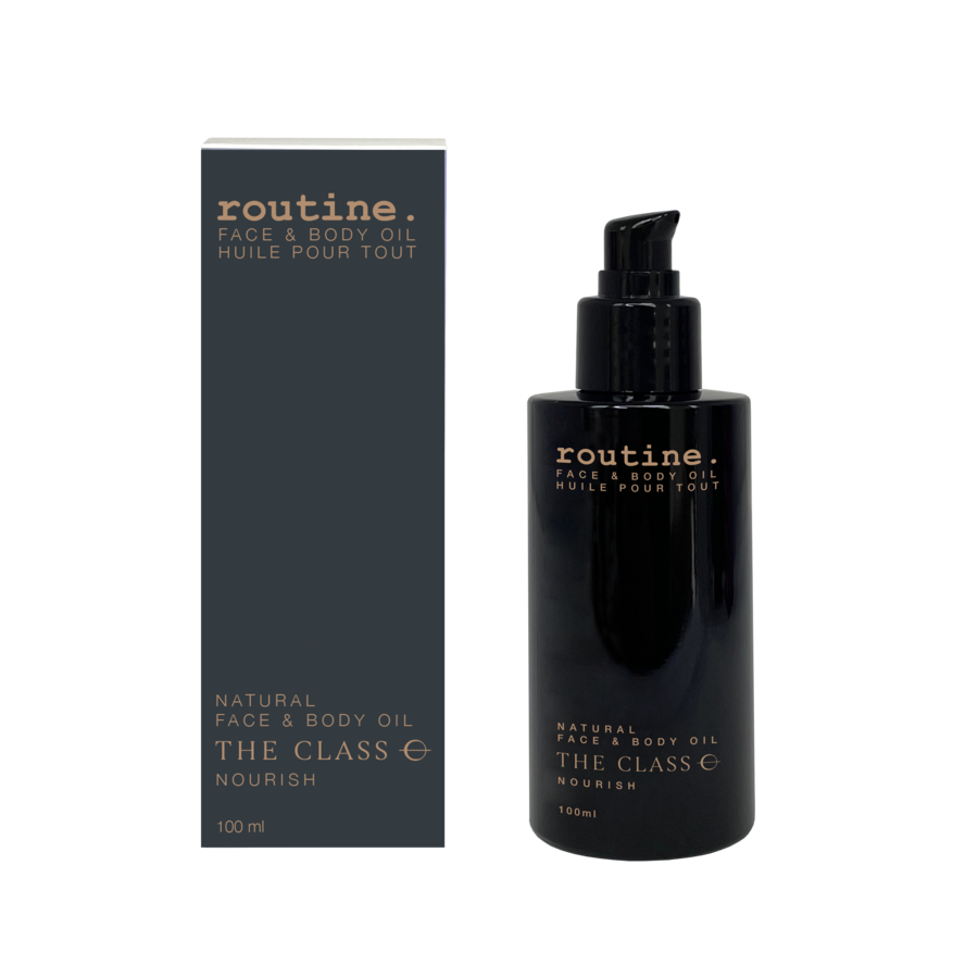 Routine The Class Face & Body Oil with Apricot, Jojoba, Rosehip and Argan, Orris Jasmine Tonka Scent, Multi-Use Oil, 100ml