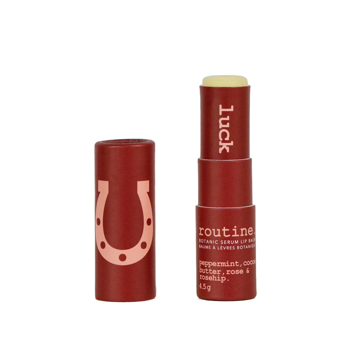 Routine Botanic Serum Lip Balm with Cocoa Butter, Rosehip, Rose and Peppermint, Multi-Use Balm Stick, 4.5g or 40g - 4.5g Stick