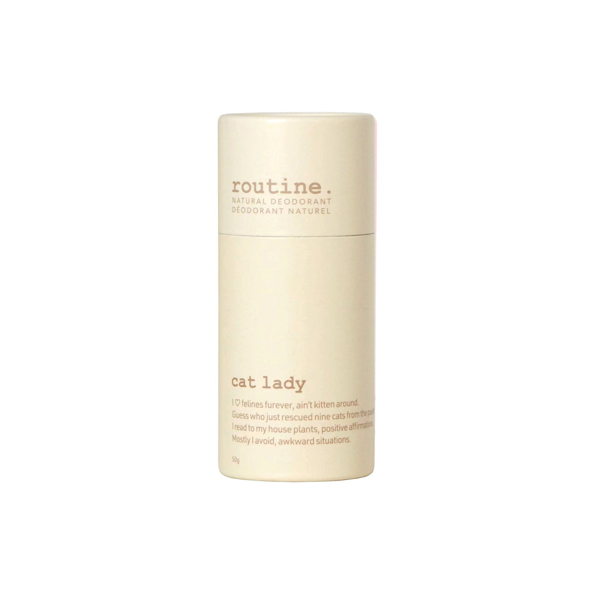 Routine Natural Deodorant Stick, Soft-Glide Cream Stick in 19 Signature Scents, Classic or Baking Soda Free, 50g - Cat Lady