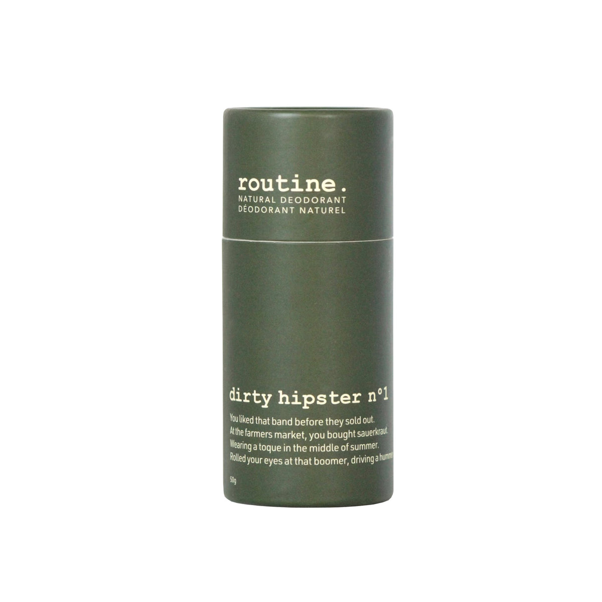Routine Natural Deodorant Stick, Soft-Glide Cream Stick in 19 Signature Scents, Classic or Baking Soda Free, 50g - Dirty Hipster