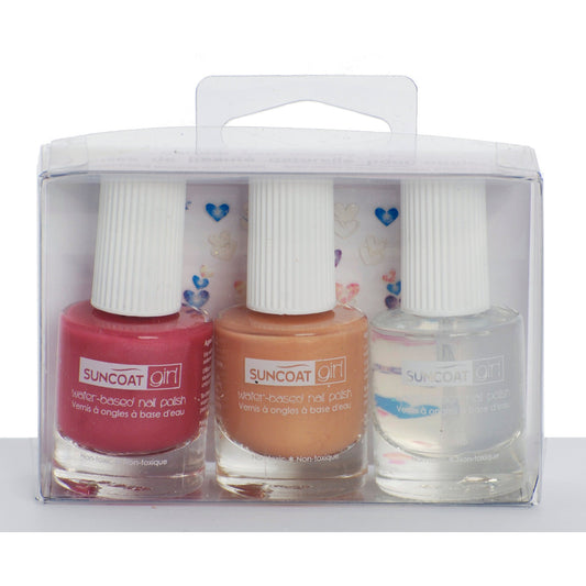 Suncoat Kids Water-Based Peelable Nail Polish 3-Pack Gift Set with Nail Decals, Pretty Me, Mermaid Princess or Ballerina Beauty - Pretty Me