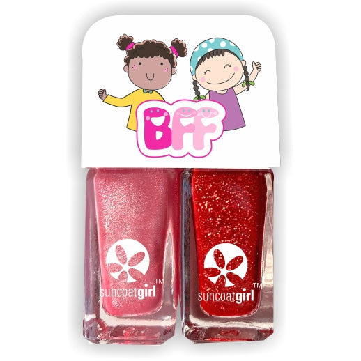 Suncoat BFF DUO Kids Water-Based Peel-Off Nail Polish 2-Pack, Odourless, Made in Canada, 10 Colour Duos - Beauties