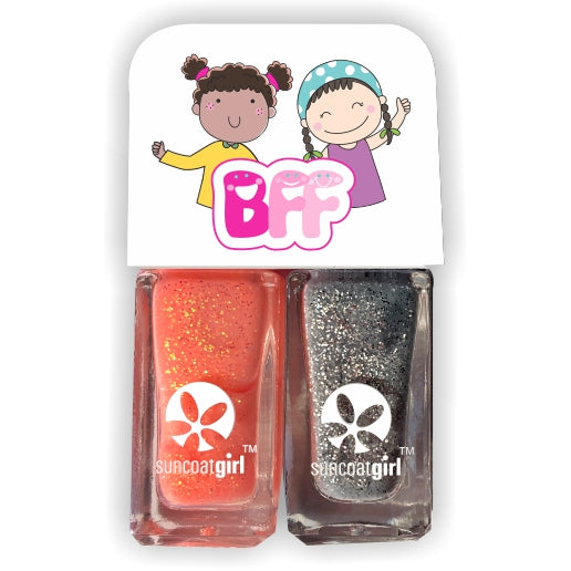 Suncoat BFF DUO Kids Water-Based Peel-Off Nail Polish 2-Pack, Odourless, Made in Canada, 10 Colour Duos - Buddies
