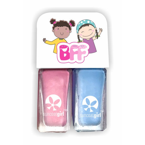 Suncoat BFF DUO Kids Water-Based Peel-Off Nail Polish 2-Pack, Odourless, Made in Canada, 10 Colour Duos - Pretties