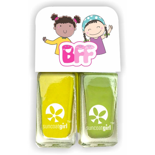 Suncoat BFF DUO Kids Water-Based Peel-Off Nail Polish 2-Pack, Odourless, Made in Canada, 10 Colour Duos - Lovelies