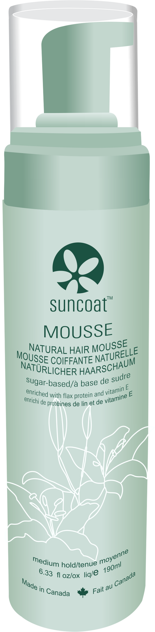Suncoat Sugar-Based Natural Hair Mousse, Non-Aerosol, Alcohol-Free, Vegan, 210ml