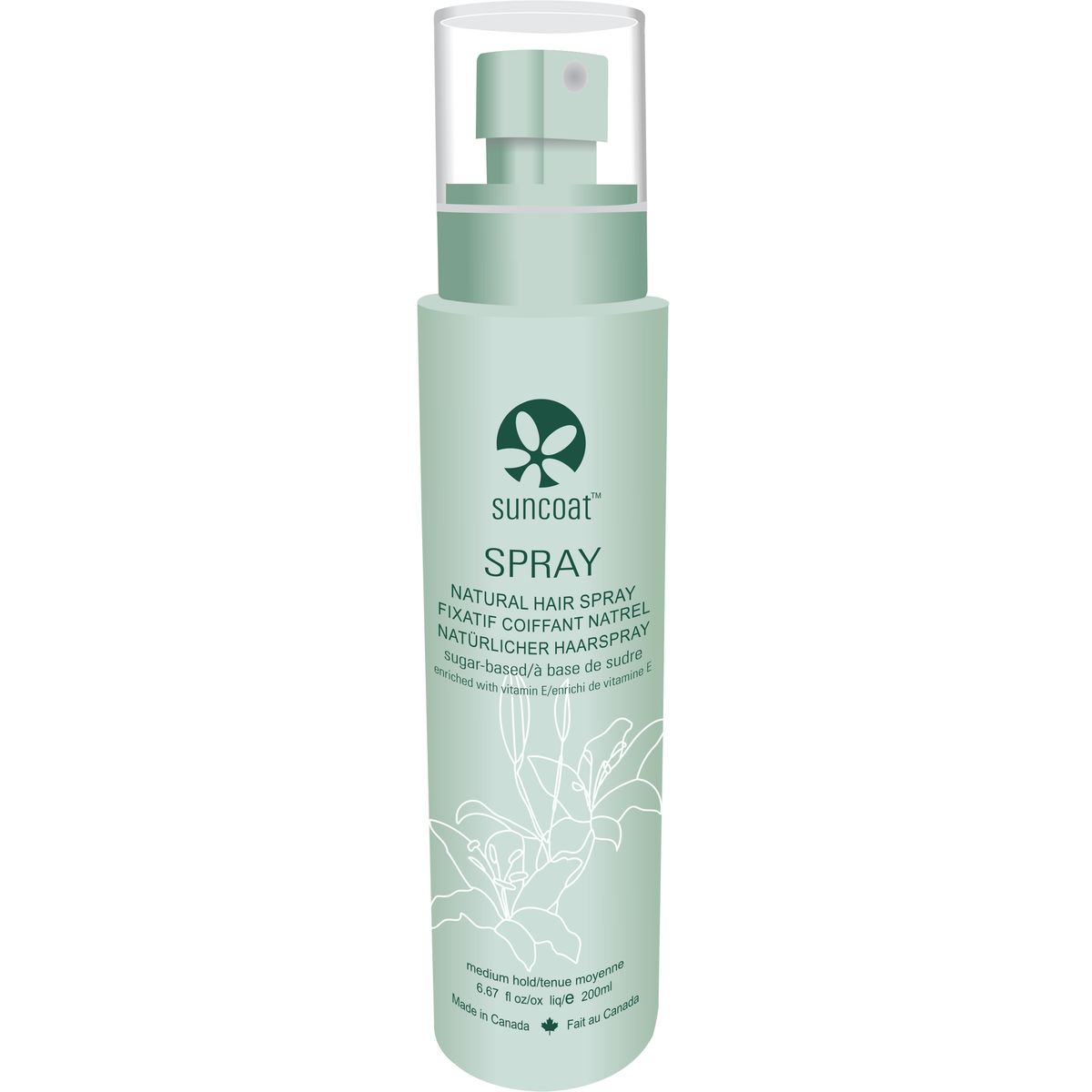 Suncoat Fragrance Free Natural Hair Spray, Sugar-Based, Alcohol-Free, Vegan, 200ml