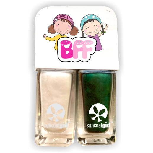 Suncoat BFF DUO Holiday Edition Kids Water-Based Peel-Off Nail Polish, 2 x 5ml, SunKissed or EverGreen - EverGreen