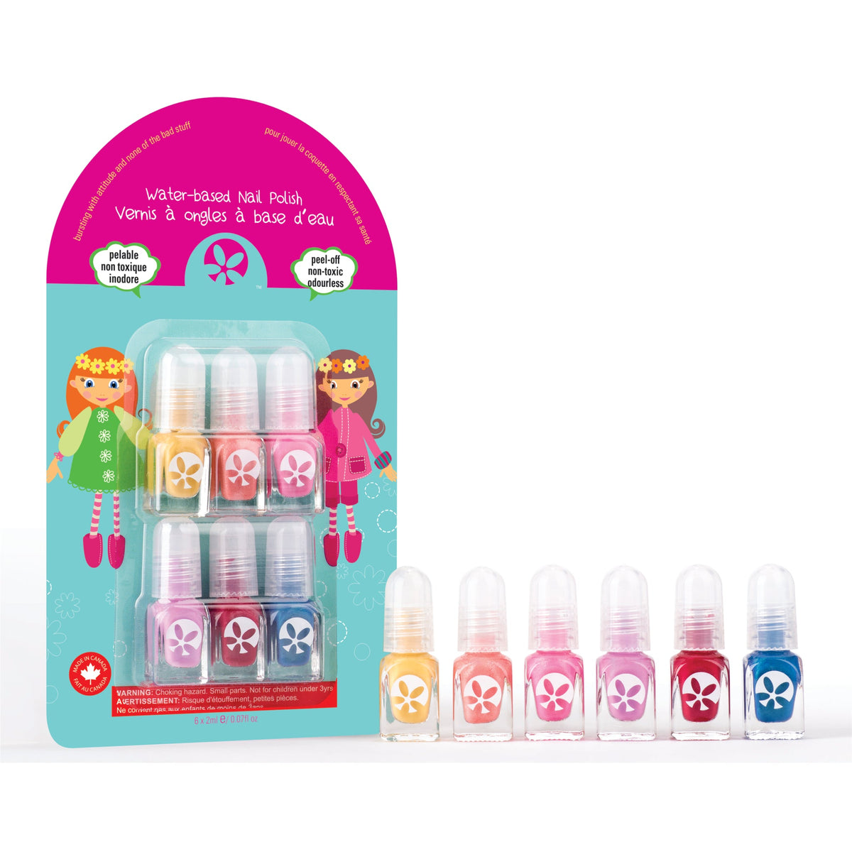 Suncoat 6 Mini Nail Polish Starter Kit, 6 x 2ml Water-Based Peel-Off Kids Nail Polish, Stocking Stuffer