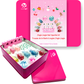 Suncoat Jingle Lingle Nail Sparkle Kit, 8 x 2ml Water-Based Peel-Off Kids Nail Polishes, 2 Nail Glitter Pots, Decals and Toe Separator in a Pink Tin