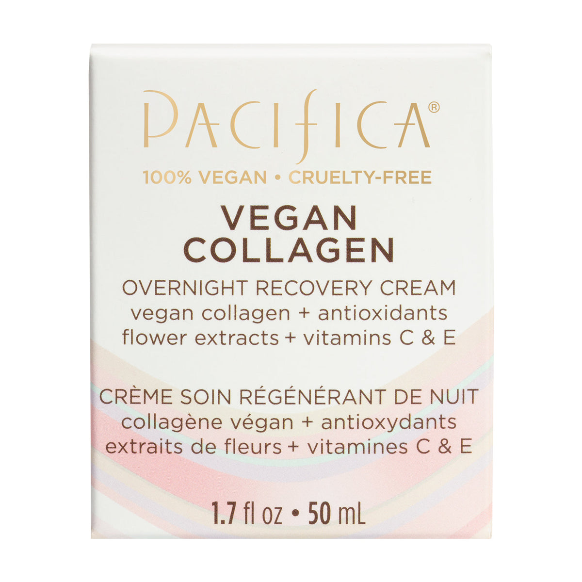 Pacifica Vegan Collagen Overnight Recovery Cream with Vitamins C and E, Rich Night Moisturizer, 50ml