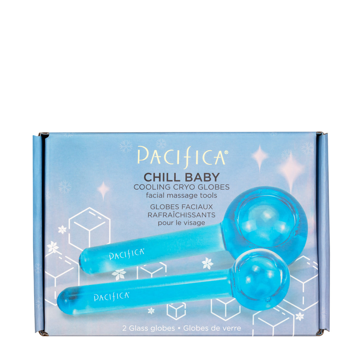 Pacifica Chill Baby Cooling Cryo Globes, Glass Facial Massage Globes, Set of 2