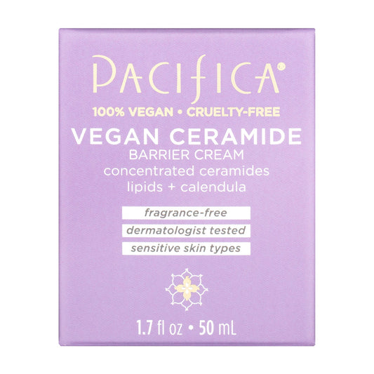 Pacifica Vegan Ceramide Barrier Face Cream for Sensitive Skin, Fragrance-Free Moisturizer with Niacinamide, 50ml