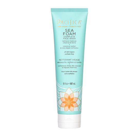Pacifica Sea Foam Complete Face Wash with Coconut Water and Sea Algae, Sulfate-Free Foaming Cleanser, 147ml