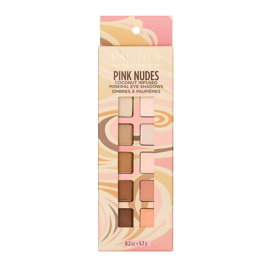 Pacifica Pink Nudes Mineral Eyeshadow Palette with Coconut, 10 Matte and Highlight Shades, 5.7g