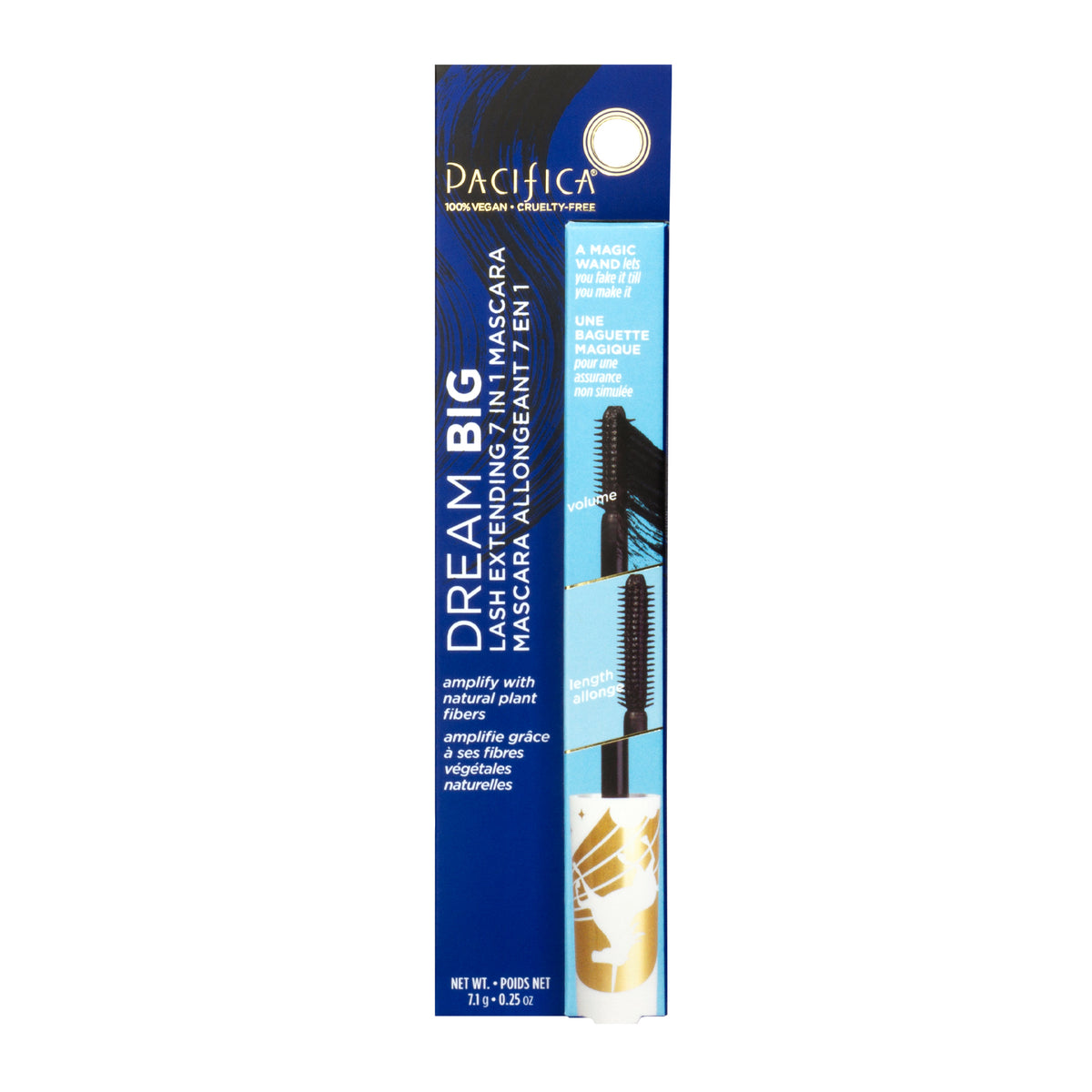 Pacifica Dream Big 7-in-1 Lash Extending Mascara with Plant Fibres, Dual Brush, Black, 7.1g