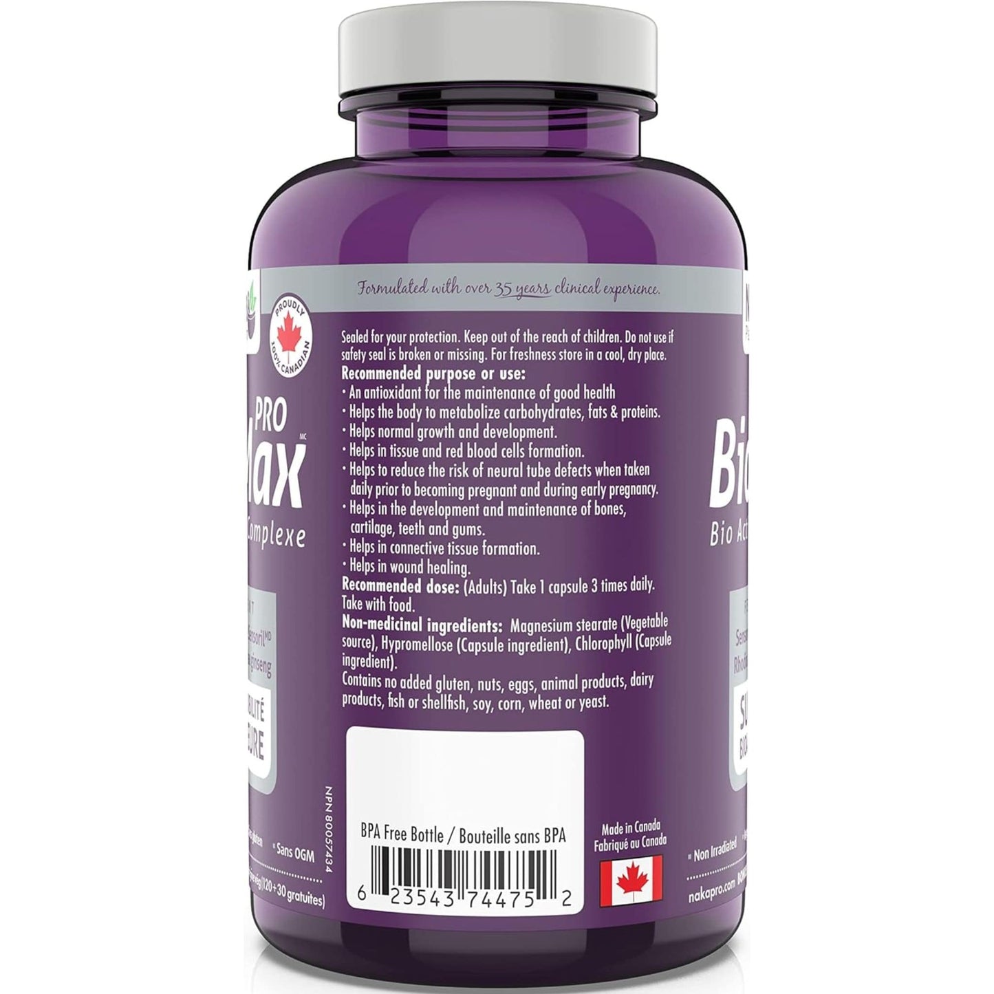 Bonus Size 150 Veggie Capsules | Naka Platinum Pro BioMax Bio Active B Complex