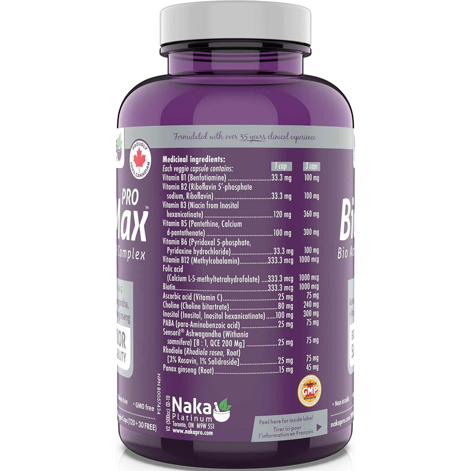 Bonus Size 150 Veggie Capsules | Naka Platinum Pro BioMax Bio Active B Complex