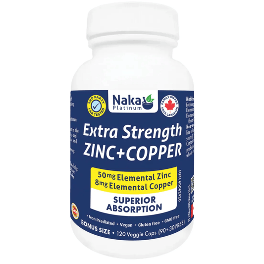 120 Vegetable Capsules | Naka Platinum Extra Strength Zinc Plus Copper