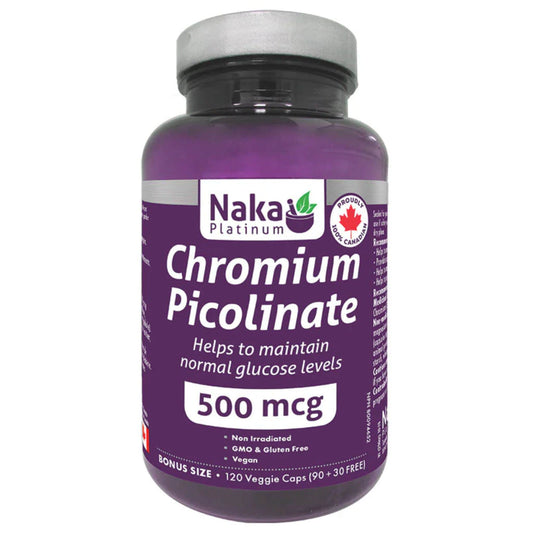 Naka Platinum Chromium Picolinate 500mcg, 120 Vegetable Capsules