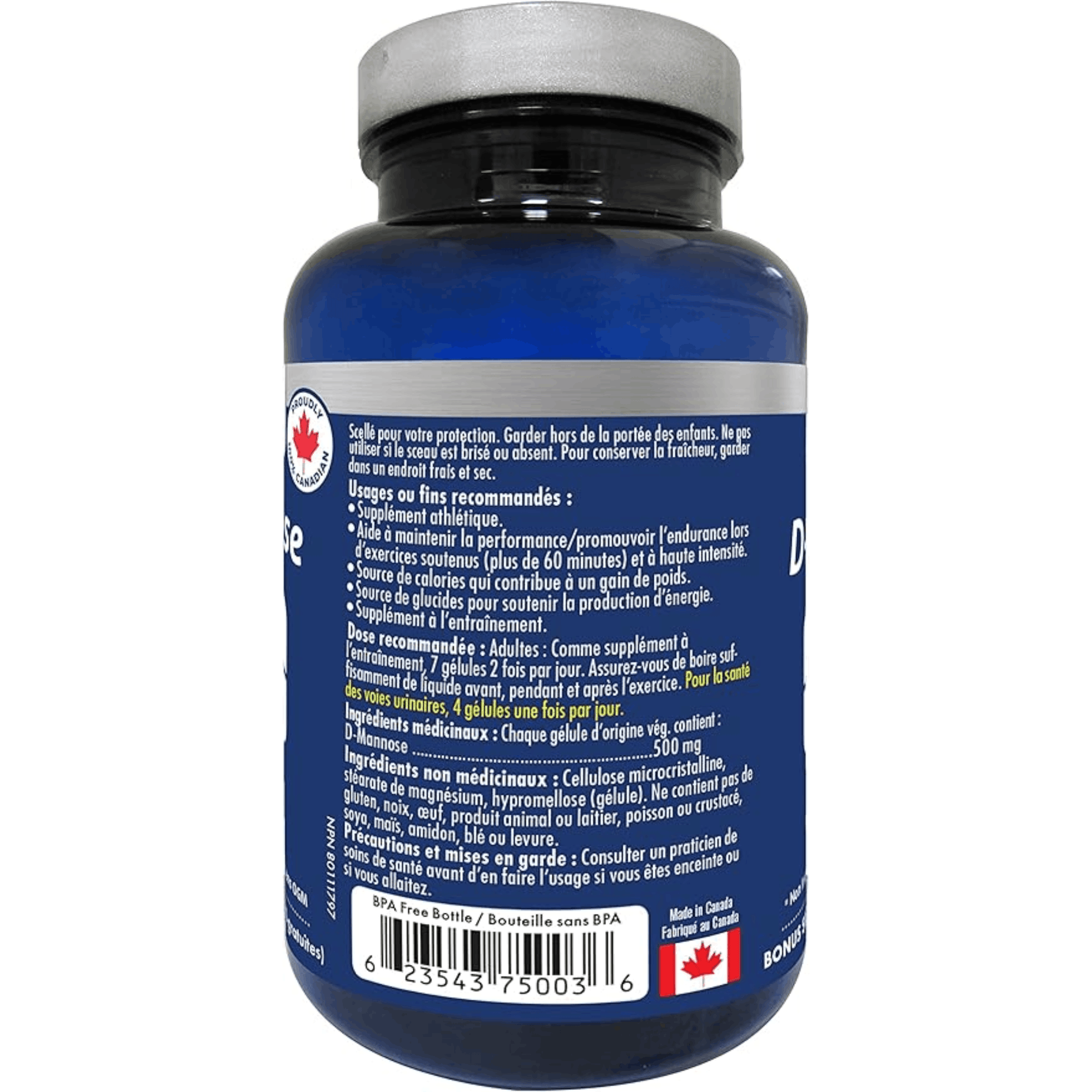 120 Vegetable Capsules | Naka Platinum D-Mannose back label