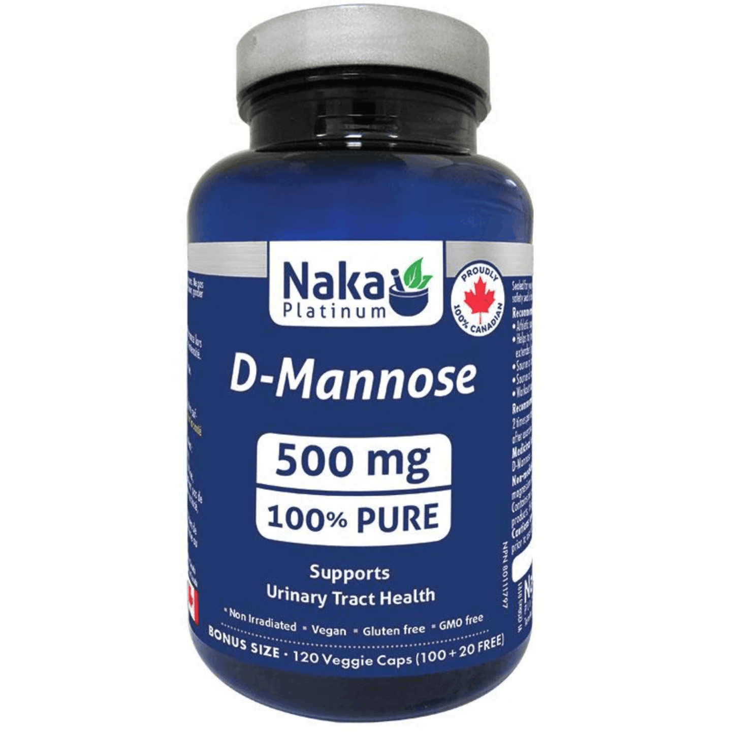 120 Vegetable Capsules | Naka Platinum D-Mannose