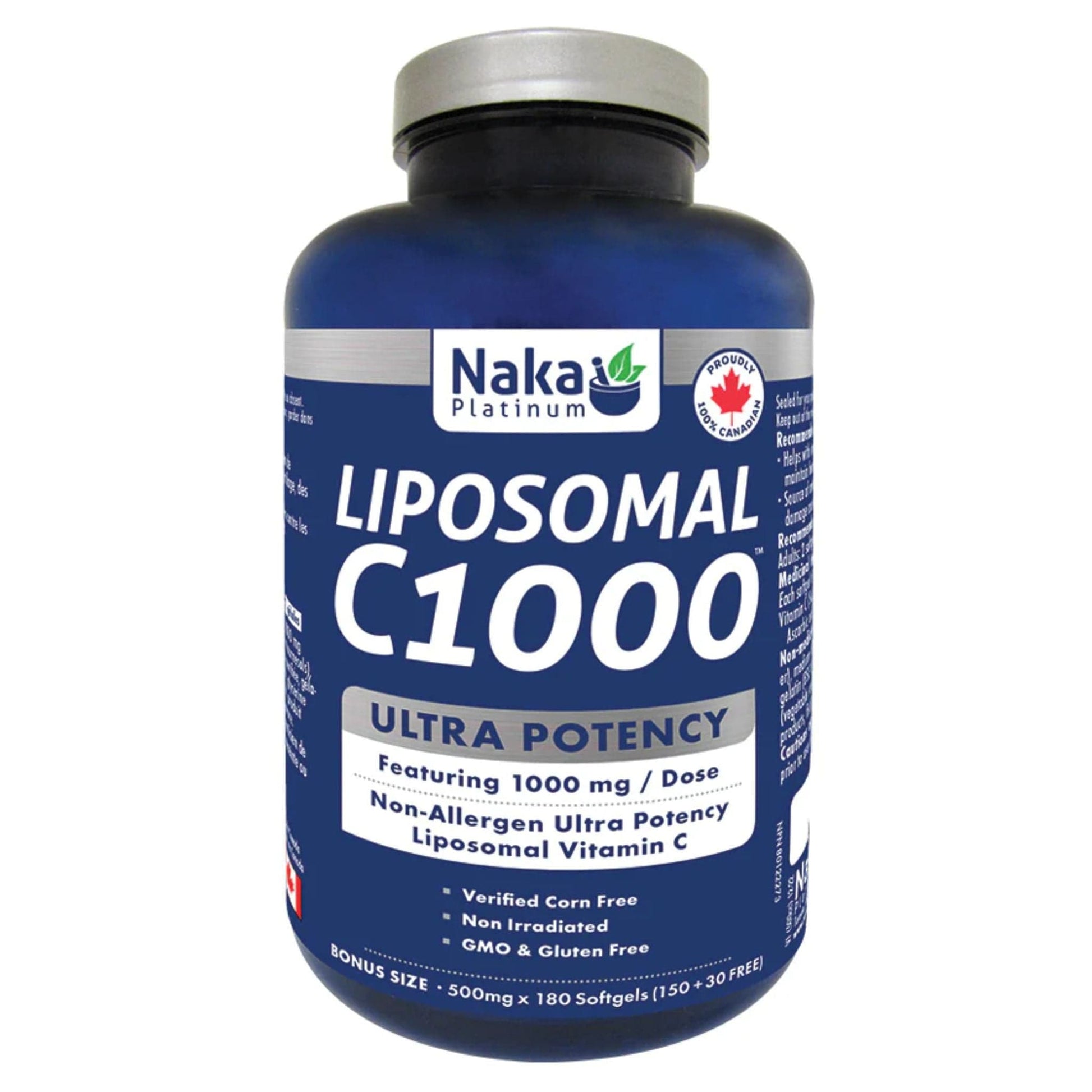 180 Softgels | Naka Liposomal C100 Ultra Potency 1000mg Dose 500mg
