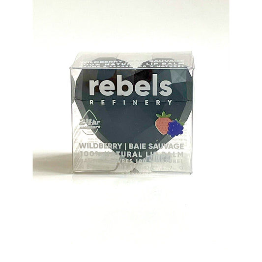 Rebels Refinery Heart Lip Balm 7g, Wildberry in Black or Pink, or Cinnamon in Red - Wildberry (Black)