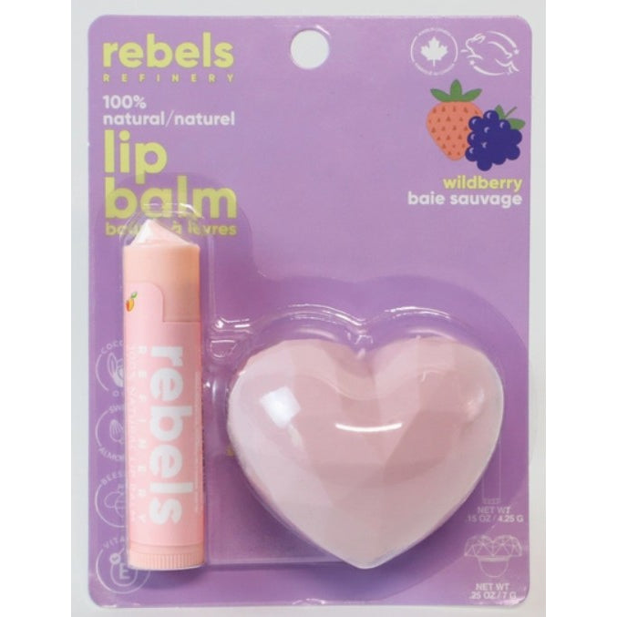 Rebels Refinery Lip Balm 2-Pack, Cactus, Heart, Pineapple, Ice Cream, Skull Duos and Balm plus Stick Sets - Pink Heart