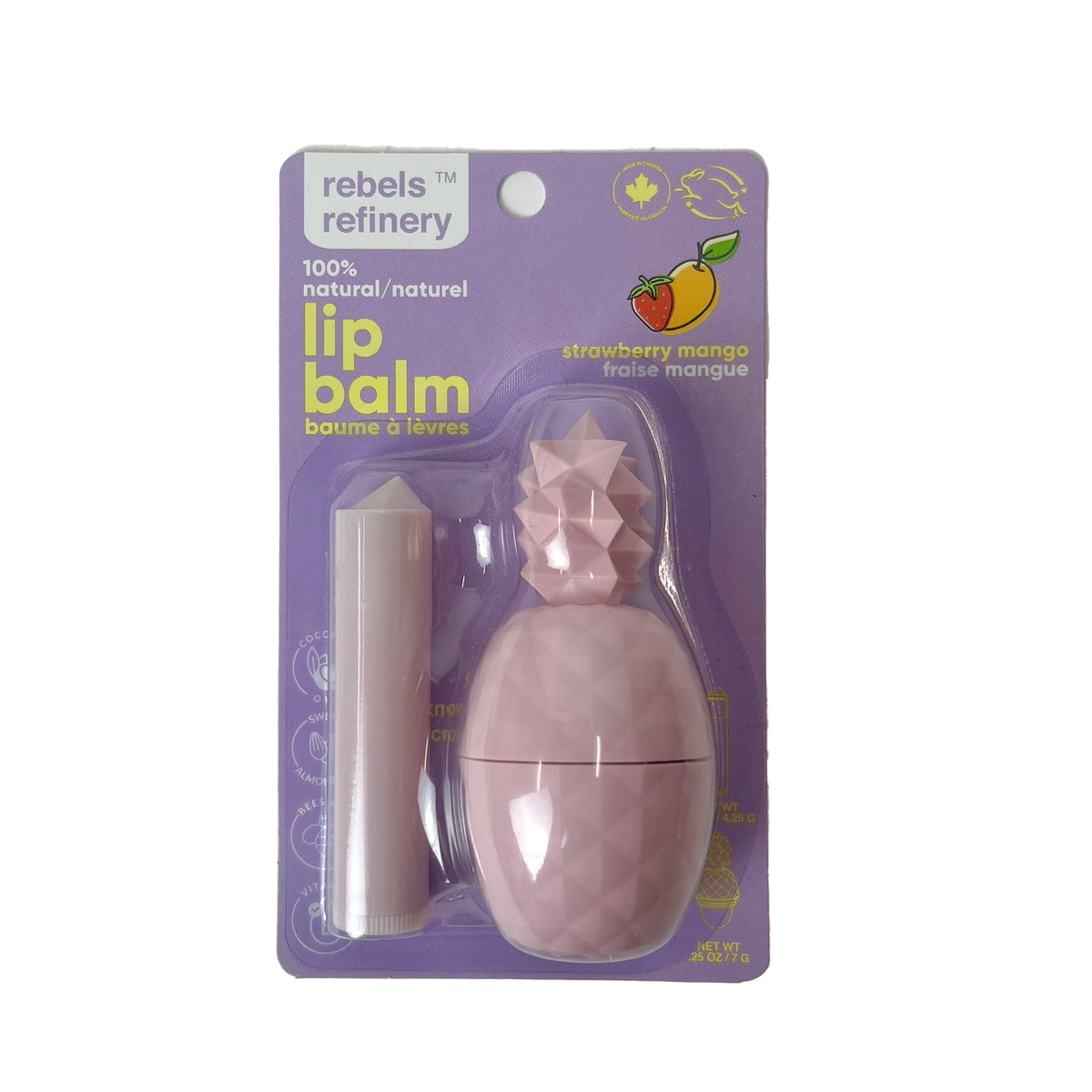 Rebels Refinery Lip Balm 2-Pack, Cactus, Heart, Pineapple, Ice Cream, Skull Duos and Balm plus Stick Sets - Pink Pineapple