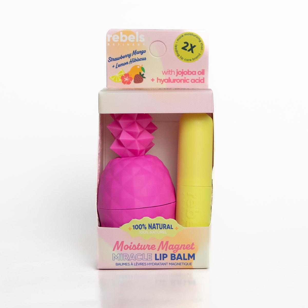 Rebels Refinery Lip Balm 2-Pack, Cactus, Heart, Pineapple, Ice Cream, Skull Duos and Balm plus Stick Sets - Moisture Magnet Pineapple and Stick