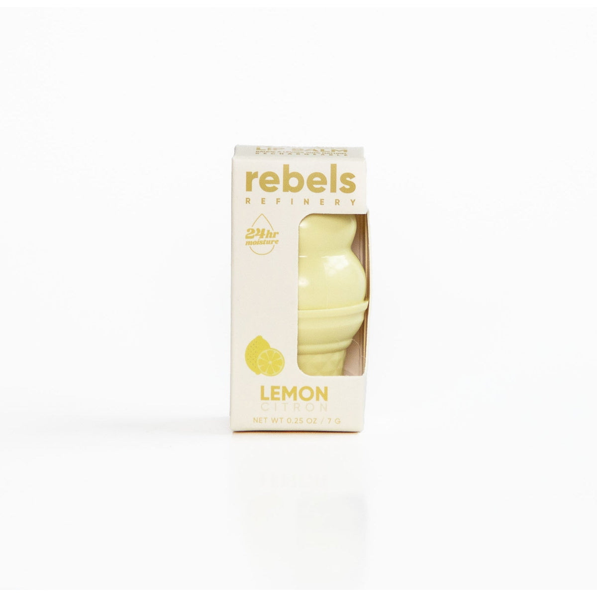 Rebels Refinery Refillable Lip Balm, Ice Cream Lemon or Pineapple Fruit Punch, 7g or with Refill Pod 14g - Ice Cream, Lemon