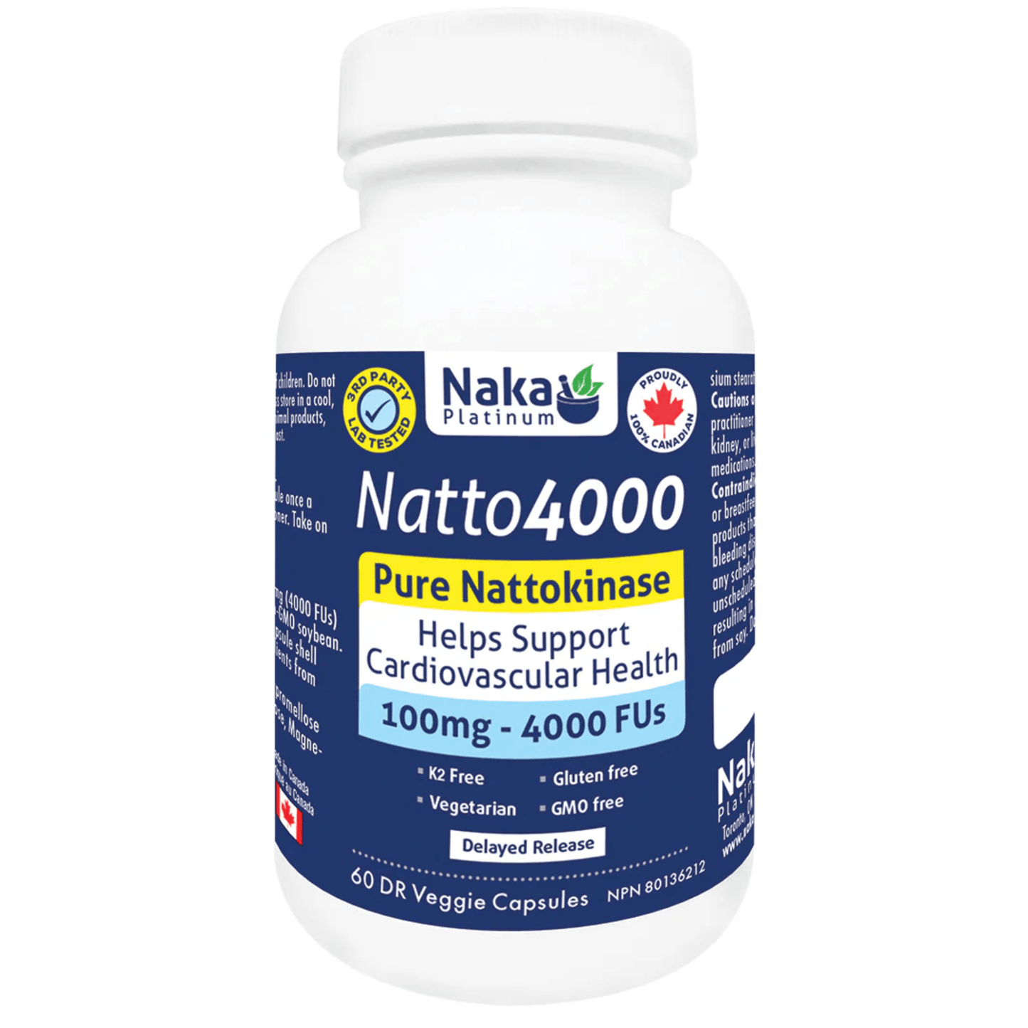 60 Delayed Release Vegetable Capsules | NAKA Platinum Natto4000 Nattokinase