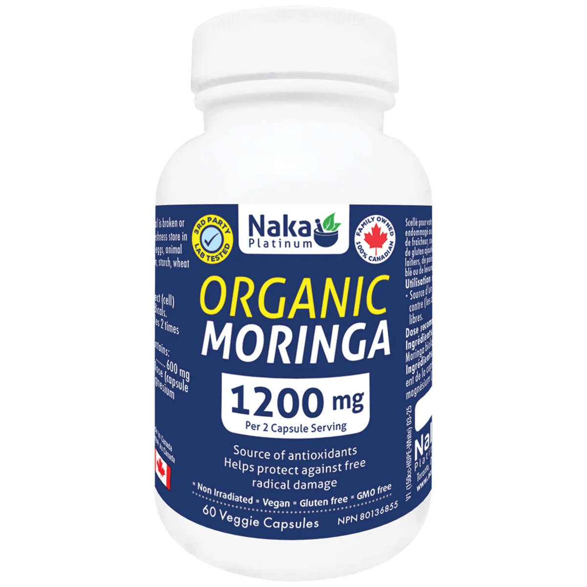 60 Vegetable Capsules | Naka Organic Moringa 1200mg