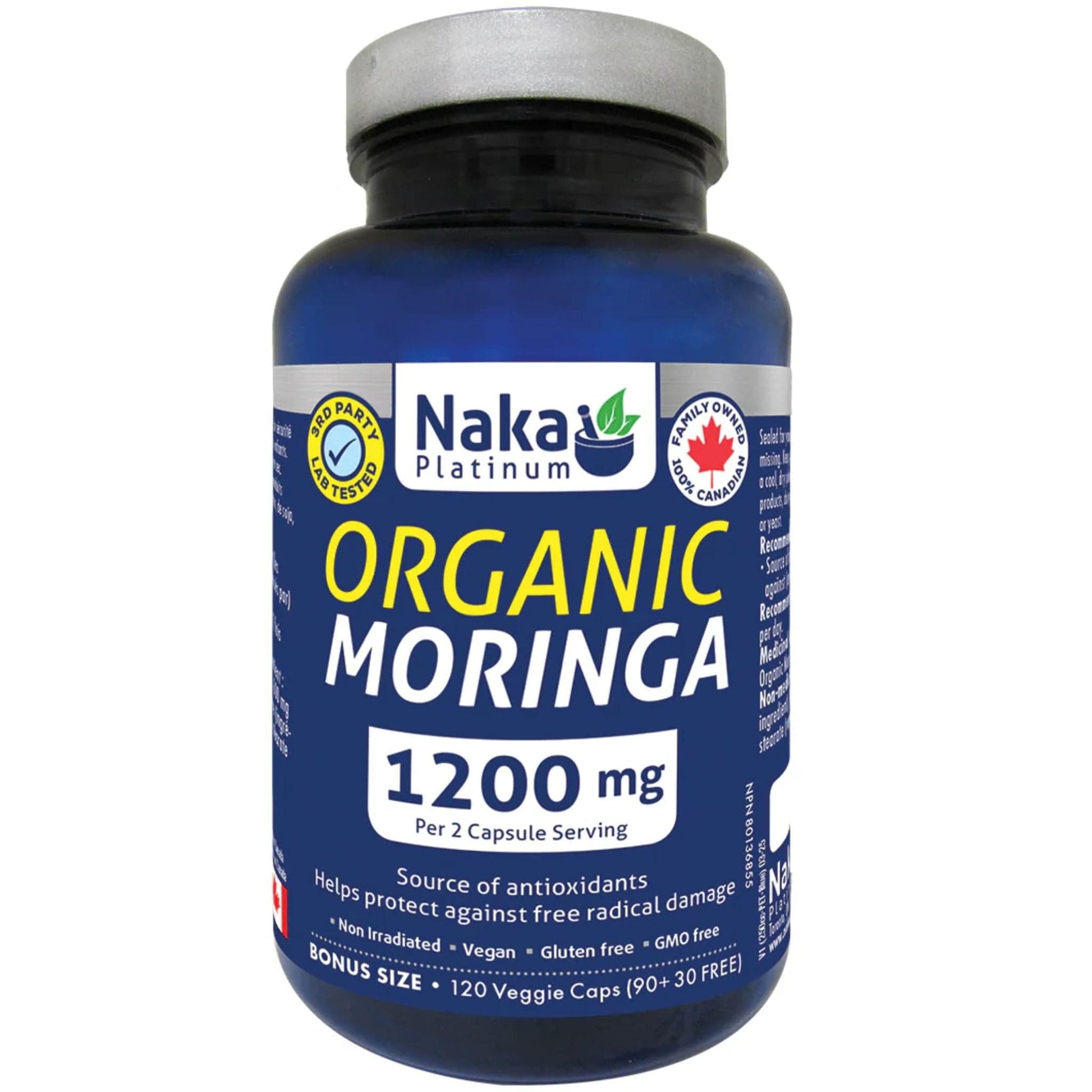 120 Vegetable Capsules | Naka Organic Moringa 1200mg