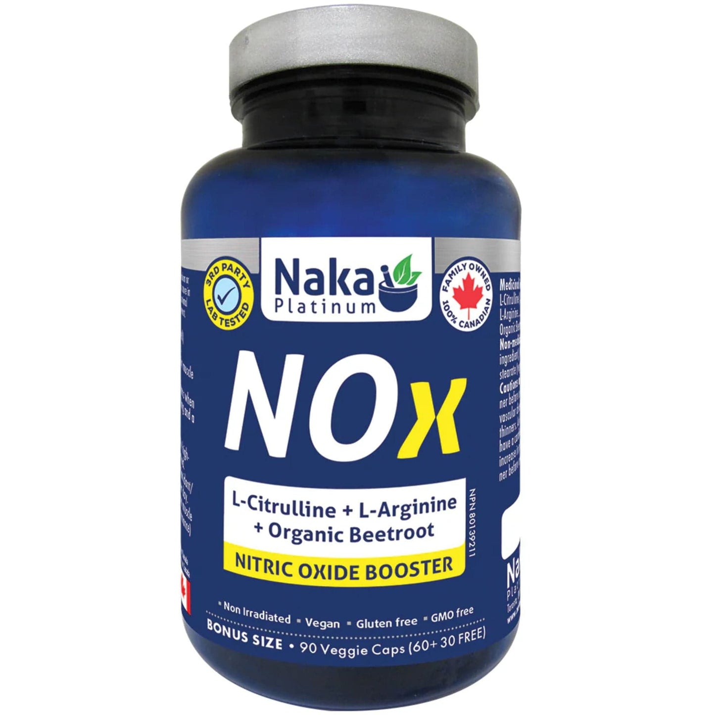 90 Vegetable Capsules | Naka NOX Nitric Oxide Booster, L-Citruline + L-Arginine + Organic Beetroot