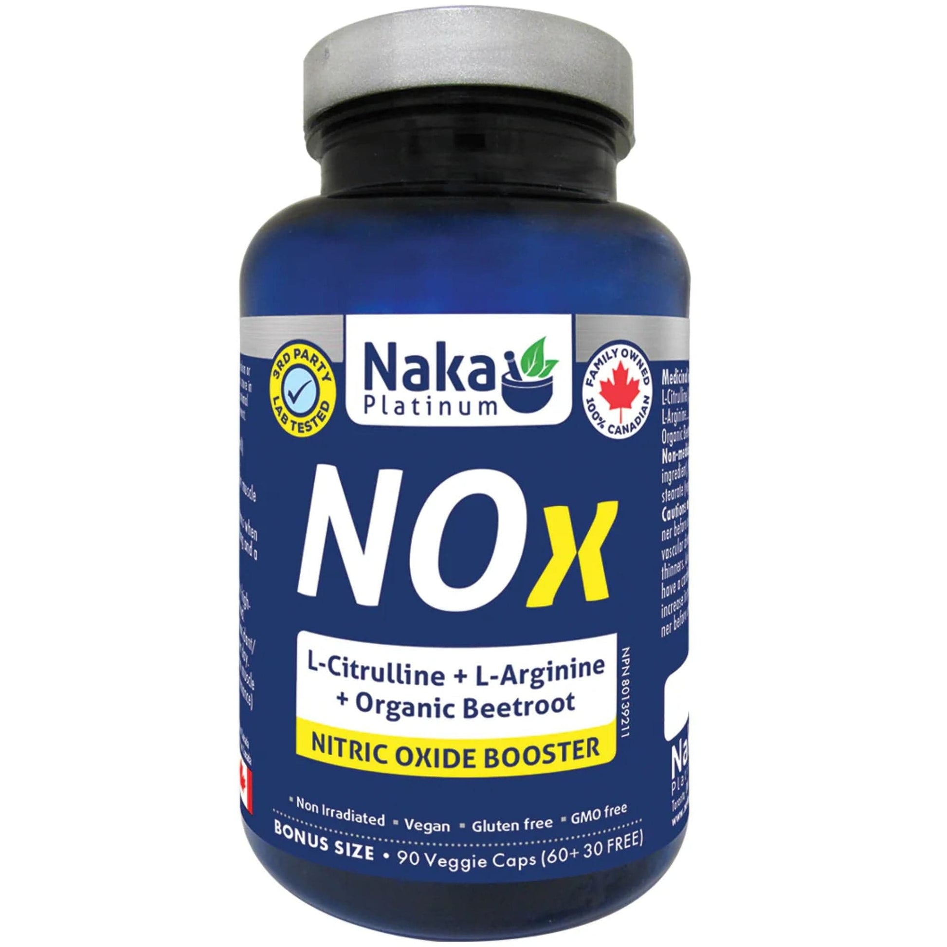 90 Vegetable Capsules | Naka NOX Nitric Oxide Booster, L-Citruline + L-Arginine + Organic Beetroot