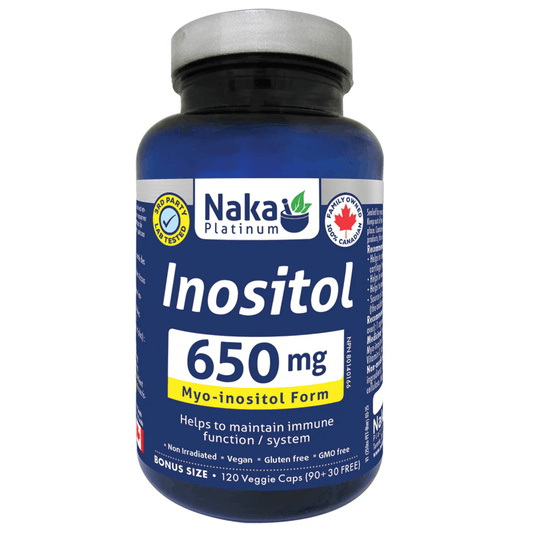 120 Vegetable Capsules | NAKA Platinum Inositol 650mg Bottle