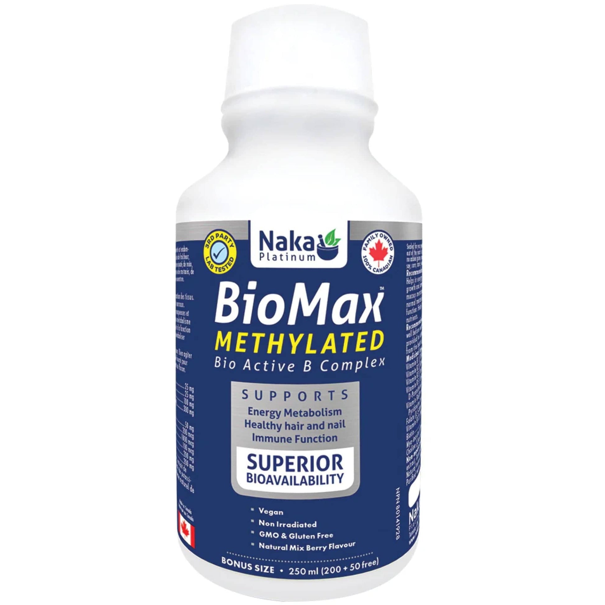 Natural Mixed Berry Flavour, 250mL | Naka BioMax Methylated Bio Active B Complex