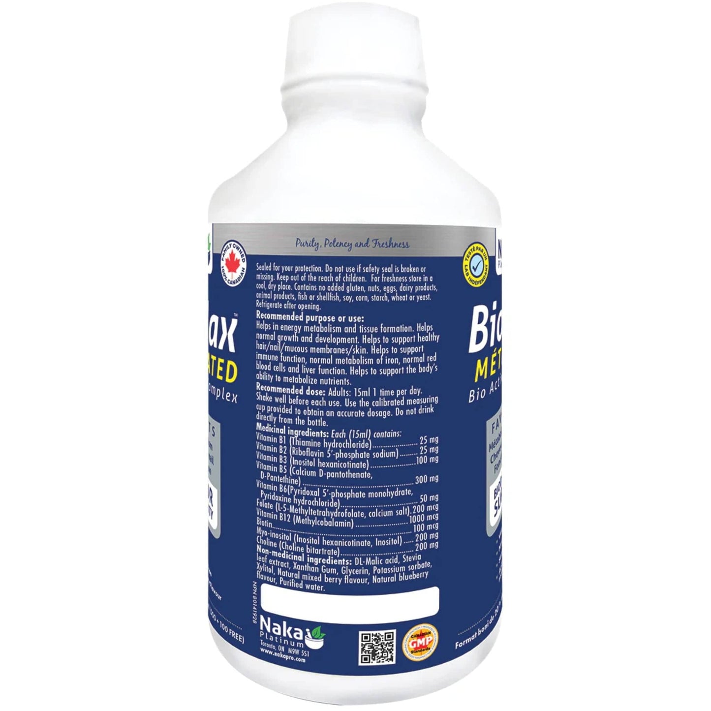 Natural Mixed Berry Flavour, 250mL | Naka BioMax Methylated Bio Active B Complex