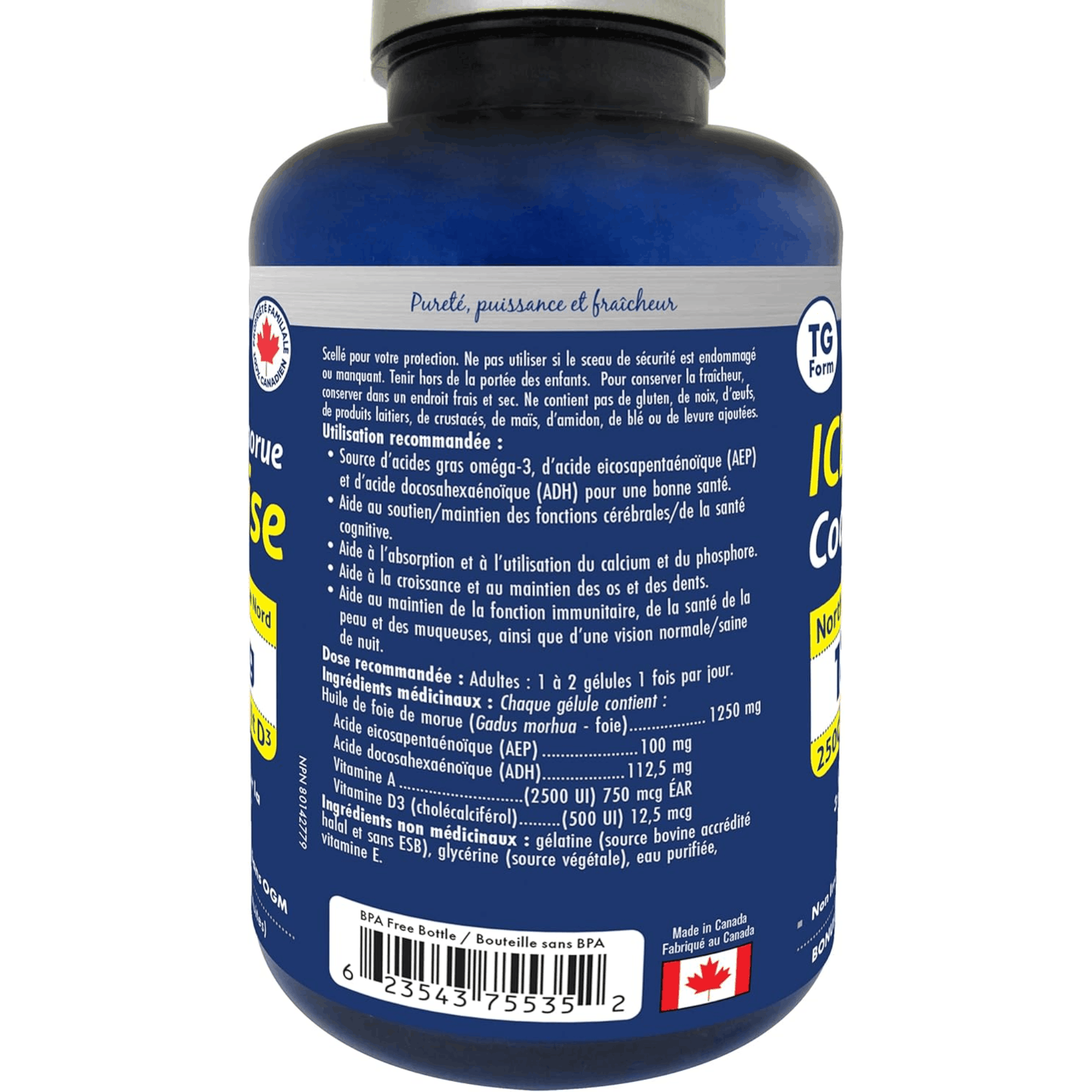 160 Softgels | Naka Platinum Icelandic Cod Liver Oil back label