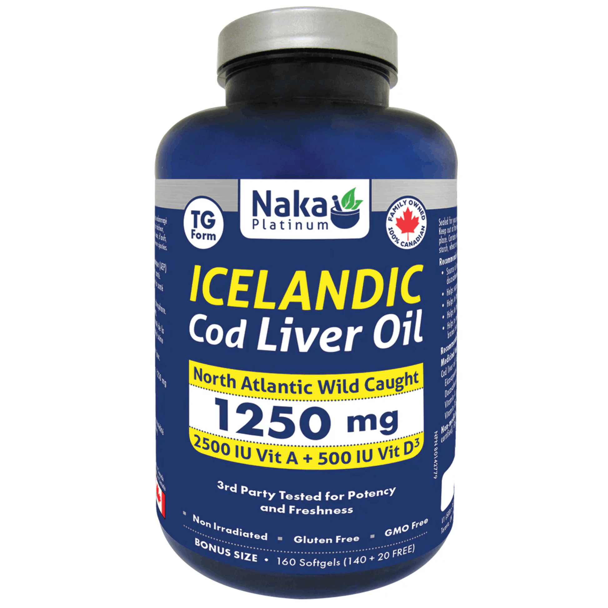 160 Softgels | Naka Platinum Icelandic Cod Liver Oil