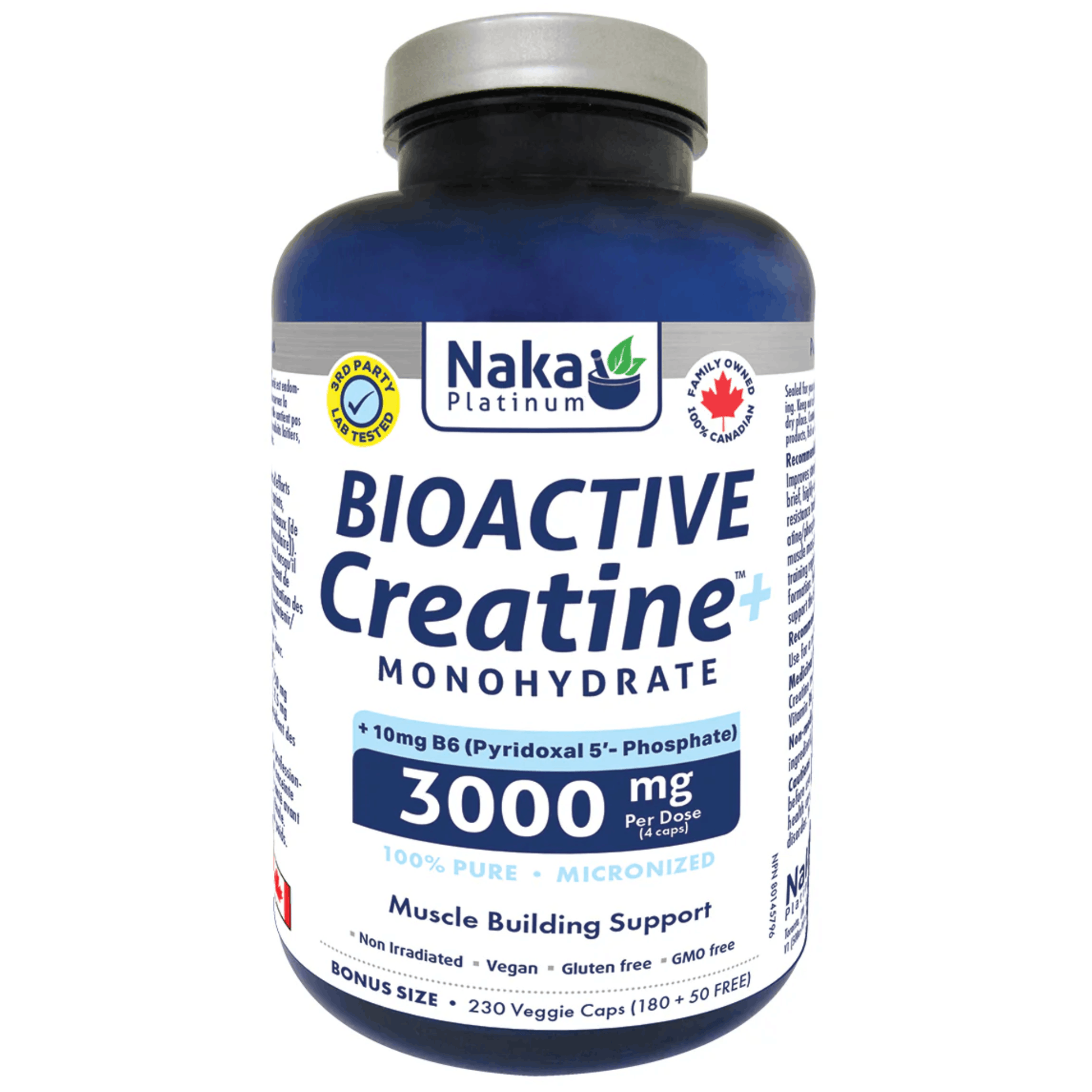 230 Vegetable Capsules | Naka Platinum Bioactive Creatine Monohydrate