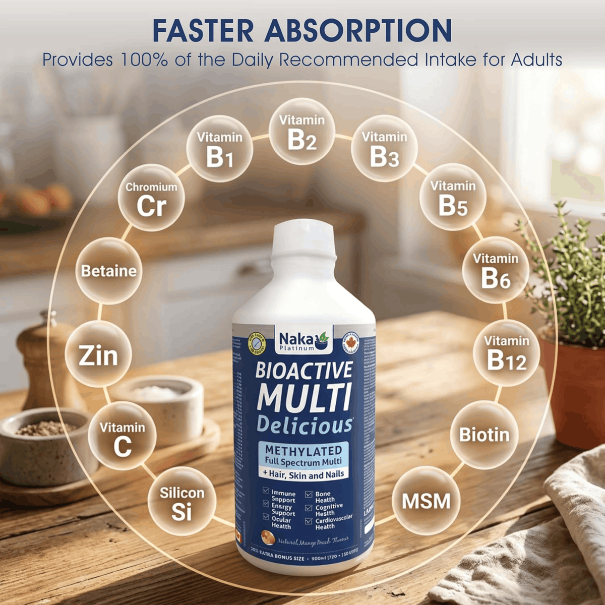 250ml Mango Peach| Naka Platinum Bioactive Multi Delicious Liquid Multivitamin