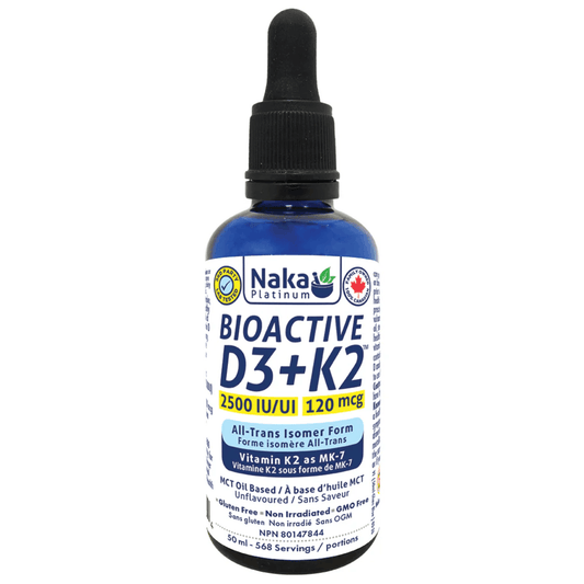 NAKA Platinum D3 K2 Drops, Vitamin D3 2500IU and VItamin K2 120mcg, Supports Bone and Immune Health, 50ml