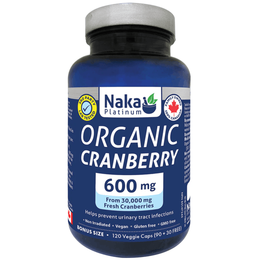 NAKA Platinum Organic Cranberry 600mg, Urinary Tract Health and UTI Support, 120 Vegetable Capsules