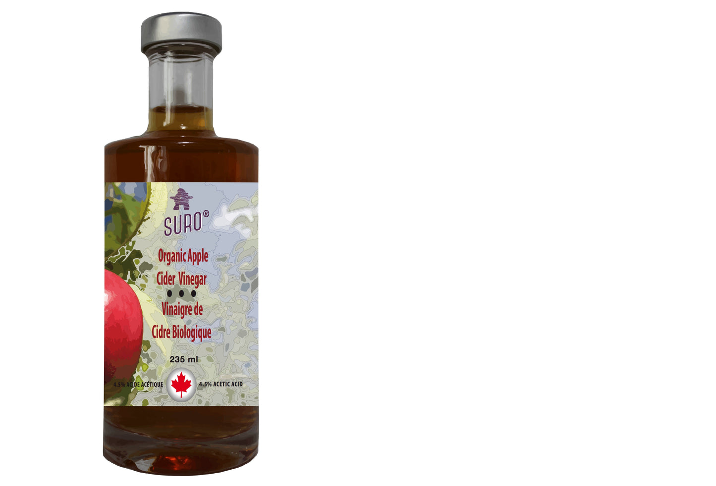 SURO Organic Apple Cider Vinegar, Artisanal Organic Apple Cider Vinegar, One Full Year to Produce, 235ml